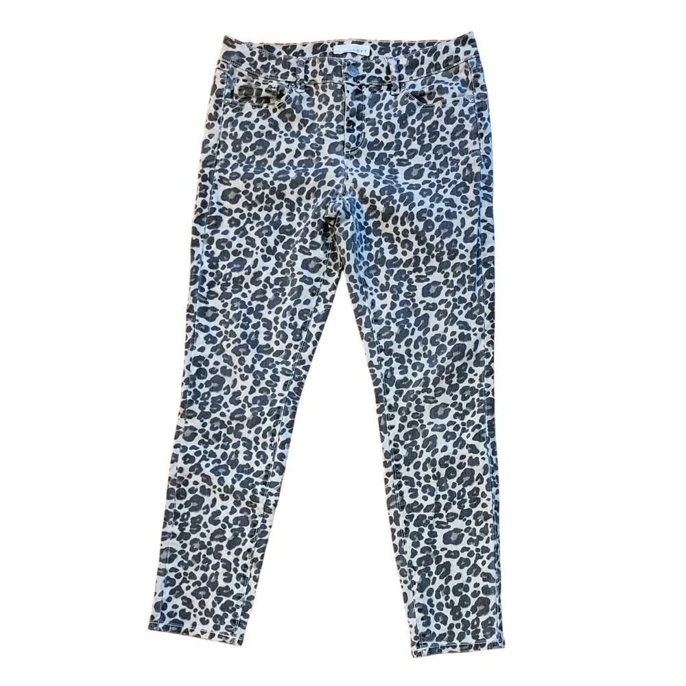 LOFT Women’s Modern Skinny Ankle Jeans Size 27 4 Gray Animal Print Stretch Denim